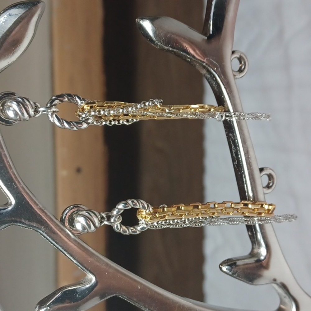 Chain Drop Earrings Vintage Silver & Gold Tones